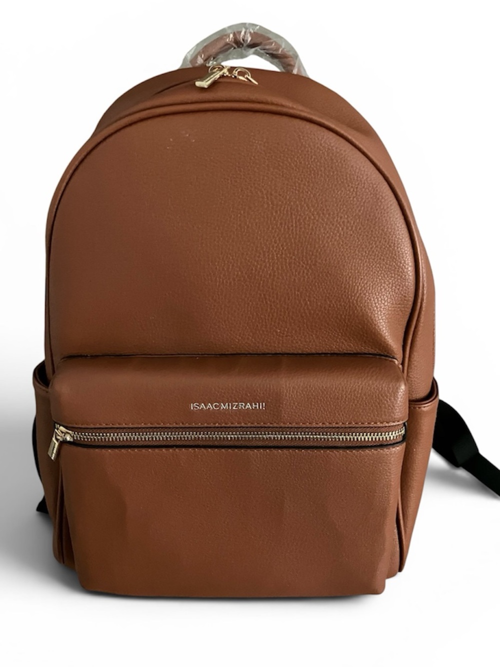 NWOT ISAAC MIZRAHI”LIVE”VEGAN PEBBLE LEATHER BACKPACK COGNAC/BROWN TRAVEL SCHOOL